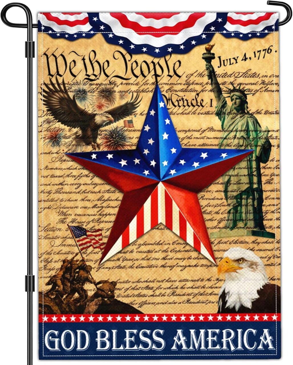 God Bless America 4th of July Garden Flag We the People American Eagle Independence Memorial Day Patriotic Yard Garden Flags for Outside